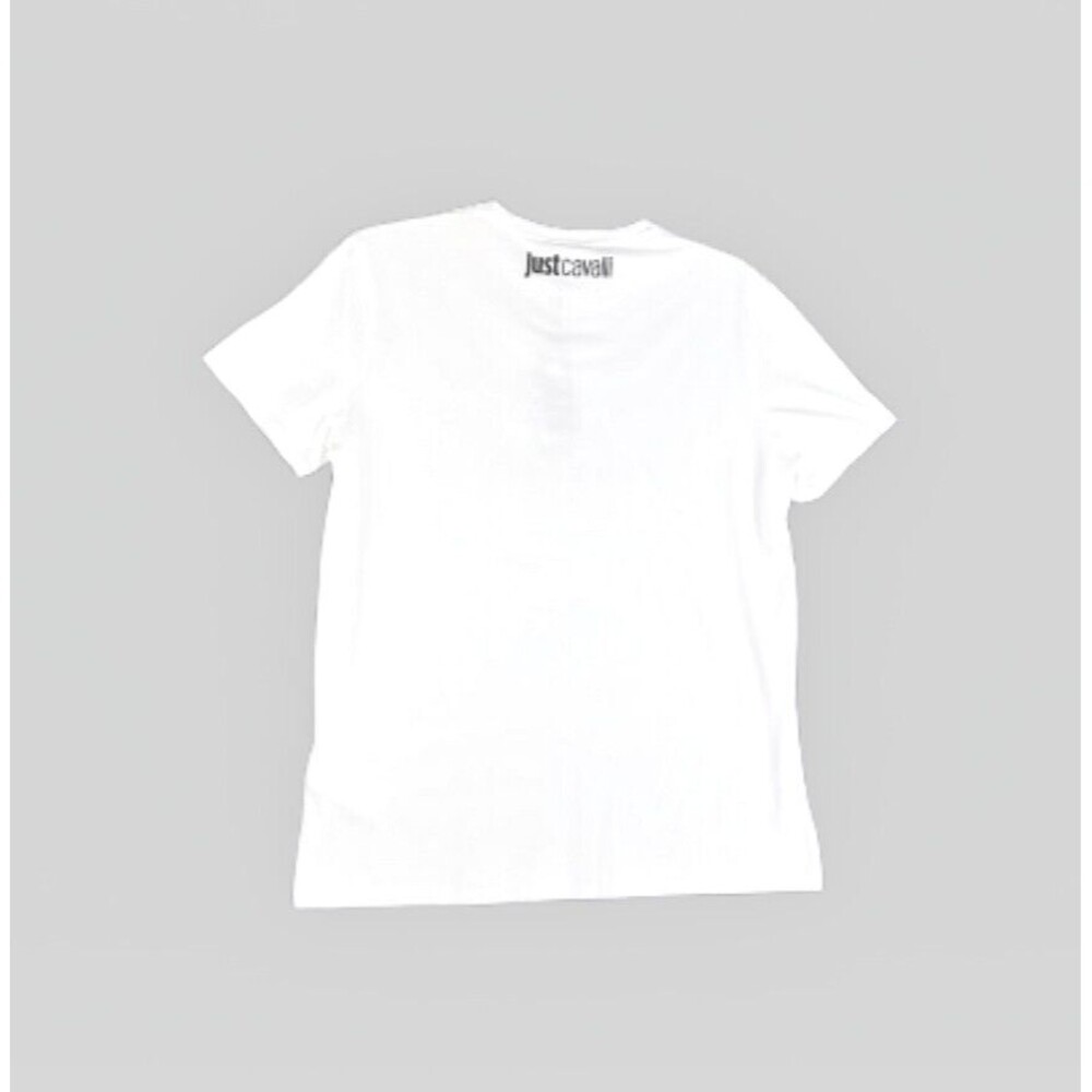 NWT JUST CAVALLI Men's White T Shirt Black Triangle Graphic Sz Large Tee Logo - Picture 5 of 12